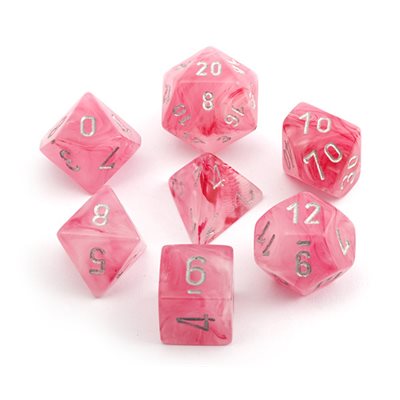 Chessex 7pc Dice Ghostly Glow Pink/Silver | Game Master's Emporium (The New GME)