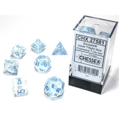 Chessex 7pc Dice Borealis Icicle/Light Blue Luminary | Game Master's Emporium (The New GME)