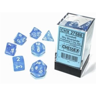 Chessex 7pc Dice Borealis Sky Blue/White | Game Master's Emporium (The New GME)