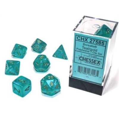 Chessex 7pc Dice Borealis Teal/Gold Luminary | Game Master's Emporium (The New GME)