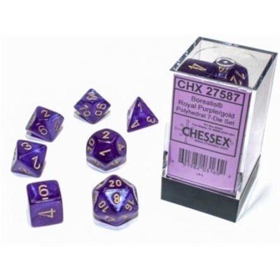 Chessex 7pc Dice Borealis Royal Purple/Gold Luminary | Game Master's Emporium (The New GME)