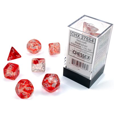 Chessex 7pc Dice Nebula Red/Silver Luminary | Game Master's Emporium (The New GME)