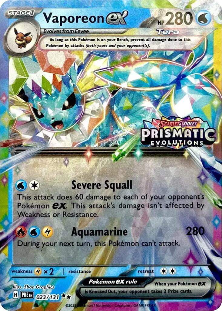 Vaporeon ex (023/131) (Prismatic Evolutions Stamp) [Scarlet & Violet: Prismatic Evolutions] | Game Master's Emporium (The New GME)