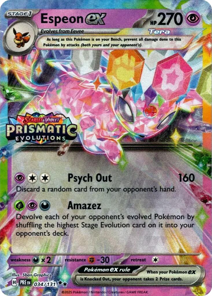 Espeon ex (034/131) (Prismatic Evolutions Stamp) [Scarlet & Violet: Prismatic Evolutions] | Game Master's Emporium (The New GME)