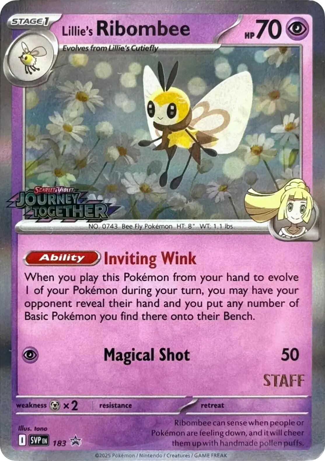 Lillie's Ribombee (183) (Prerelease Staff) [Scarlet & Violet: Black Star Promos] | Game Master's Emporium (The New GME)
