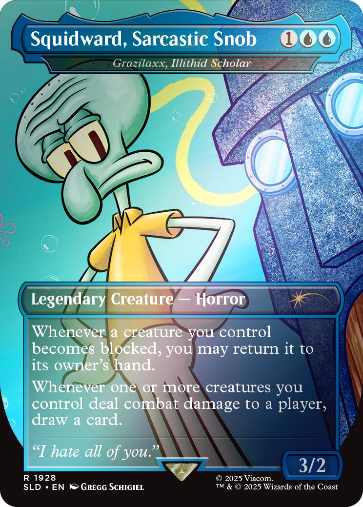 Squidward, Sarcastic Snob - Grazilaxx, Illithid Scholar (Rainbow Foil) [Secret Lair Drop Series] | Game Master's Emporium (The New GME)