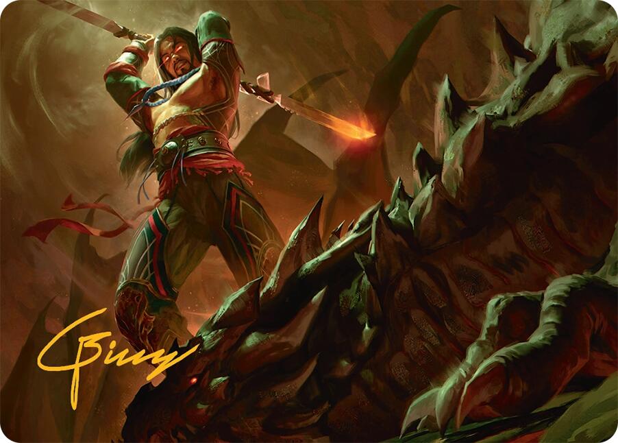 Sarkhan's Resolve Art Card (18/54) (Gold-Stamped Signature) [Tarkir: Dragonstorm Art Series] | Game Master's Emporium (The New GME)