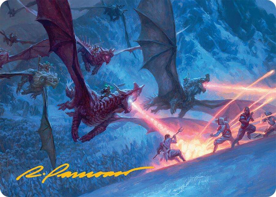 Dragonback Assault Art Card (22/54) (Gold-Stamped Signature) [Tarkir: Dragonstorm Art Series] | Game Master's Emporium (The New GME)
