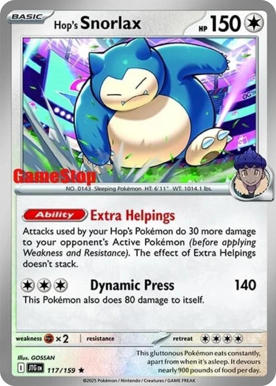 Hop's Snorlax (117/159) (GameStop) (Cosmos Holo) [Scarlet & Violet: Journey Together] | Game Master's Emporium (The New GME)