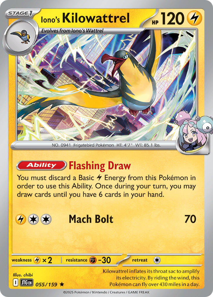 Iono's Kilowattrel (055/159) (Deck Exclusive) [Scarlet & Violet: Journey Together] | Game Master's Emporium (The New GME)