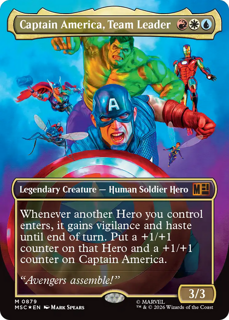 Captain America, Team Leader (Borderless) (Surge Foil) [Marvel Super Heroes Commander] | Game Master's Emporium (The New GME)