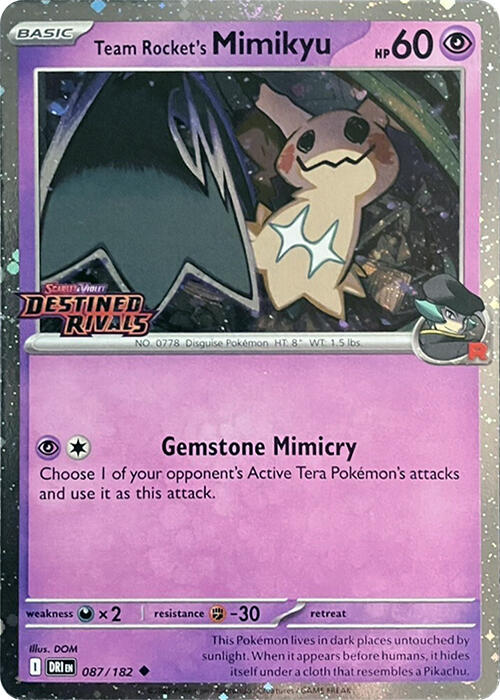 Team Rocket's Mimikyu (087/182) (Destined Rivals Stamp) [Scarlet & Violet: Destined Rivals] | Game Master's Emporium (The New GME)