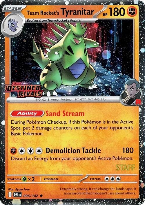 Team Rocket's Tyranitar (096/182) (Prerelease Staff) [Scarlet & Violet: Destined Rivals] | Game Master's Emporium (The New GME)
