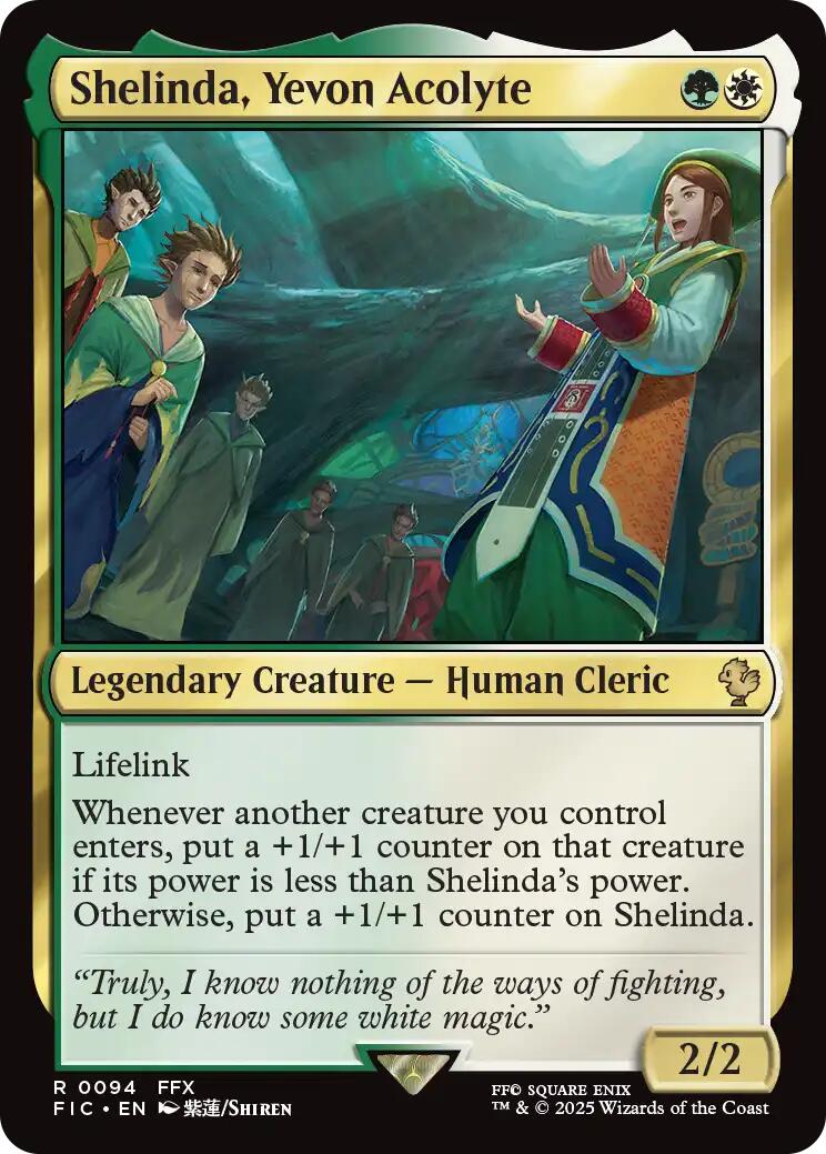 Shelinda, Yevon Acolyte (Surge Foil) [FINAL FANTASY Commander] | Game Master's Emporium (The New GME)