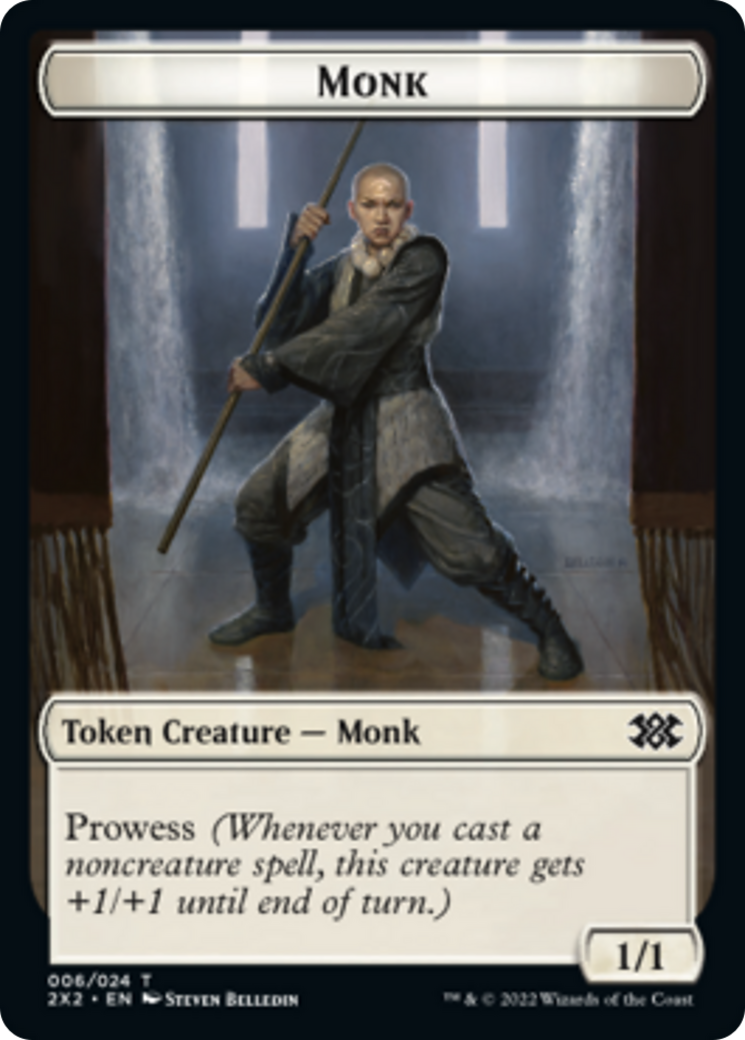 Cat Dragon // Monk Double-Sided Token [Double Masters 2022 Tokens] | Game Master's Emporium (The New GME)