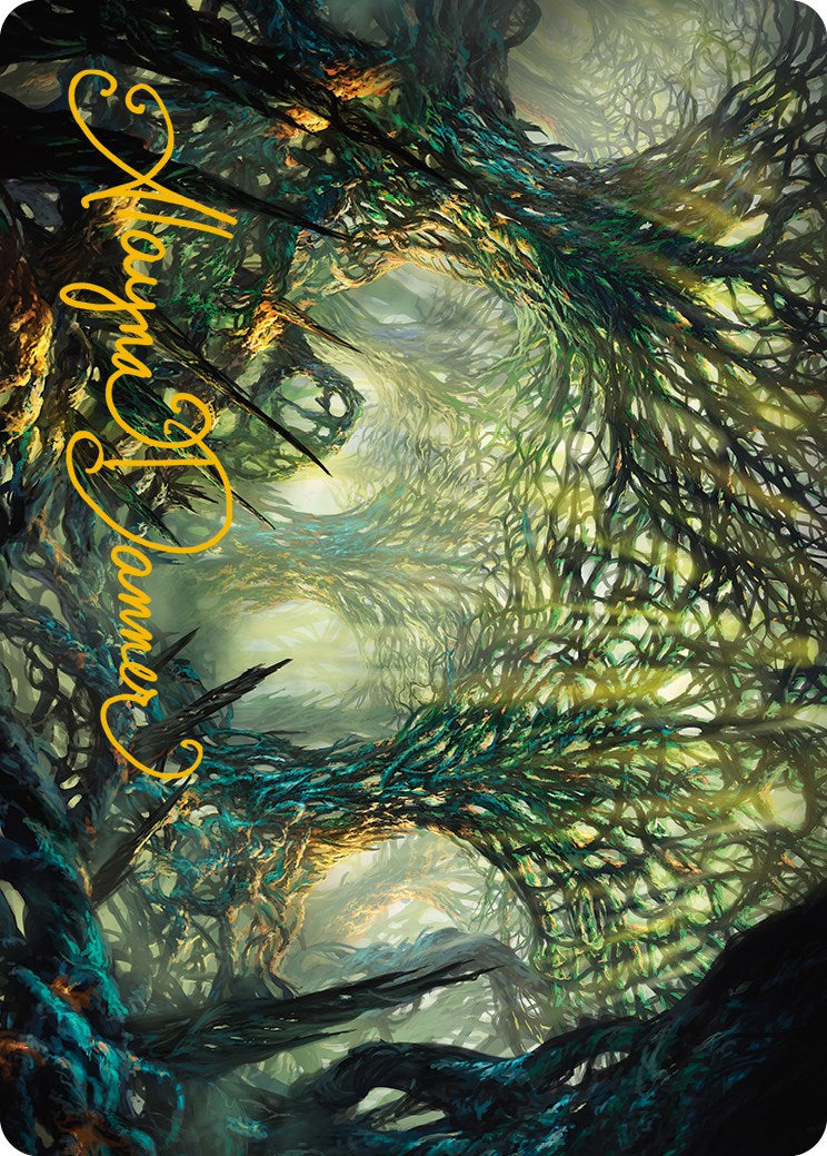 The Hunter Maze Art Card (Gold-Stamped Signature) [Phyrexia: All Will Be One Art Series] | Game Master's Emporium (The New GME)