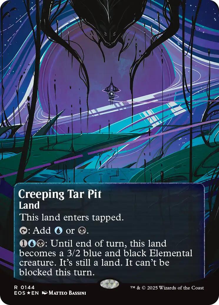 Creeping Tar Pit (0144) (Borderless) (Galaxy Foil) [Edge of Eternities: Stellar Sights] | Game Master's Emporium (The New GME)