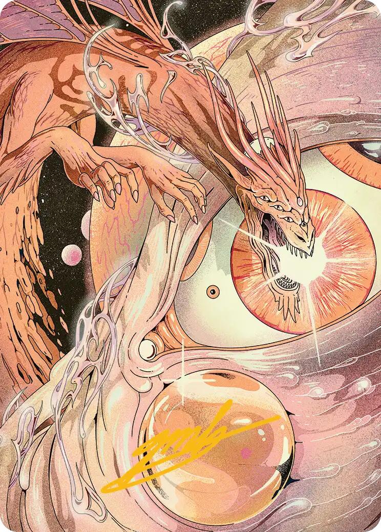 Nova Hellkite Art Card (40/54) (Gold-Stamped Signature) [Edge of Eternities Art Series] | Game Master's Emporium (The New GME)