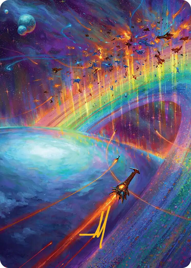 Cascading Cataracts Art Card (43/54) (Gold-Stamped Signature) [Edge of Eternities Art Series] | Game Master's Emporium (The New GME)