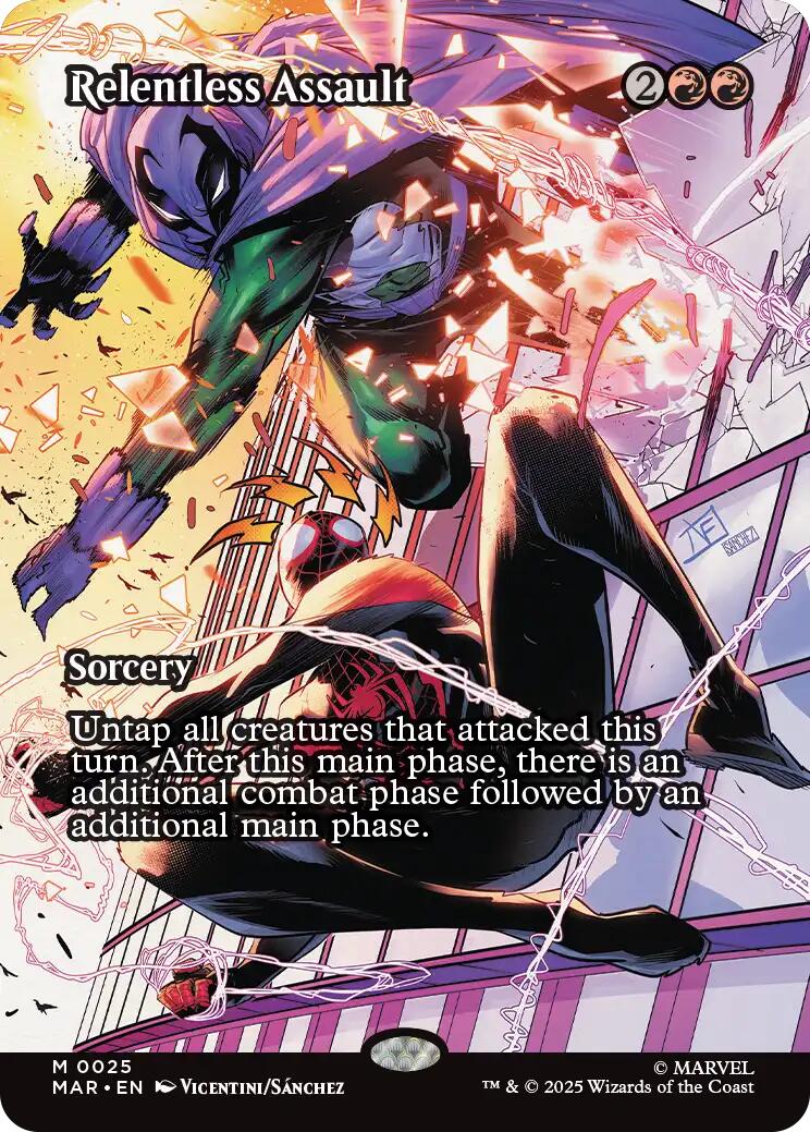 Relentless Assault (Borderless) [Marvel's Spider-Man: Eternal-Legal] | Game Master's Emporium (The New GME)