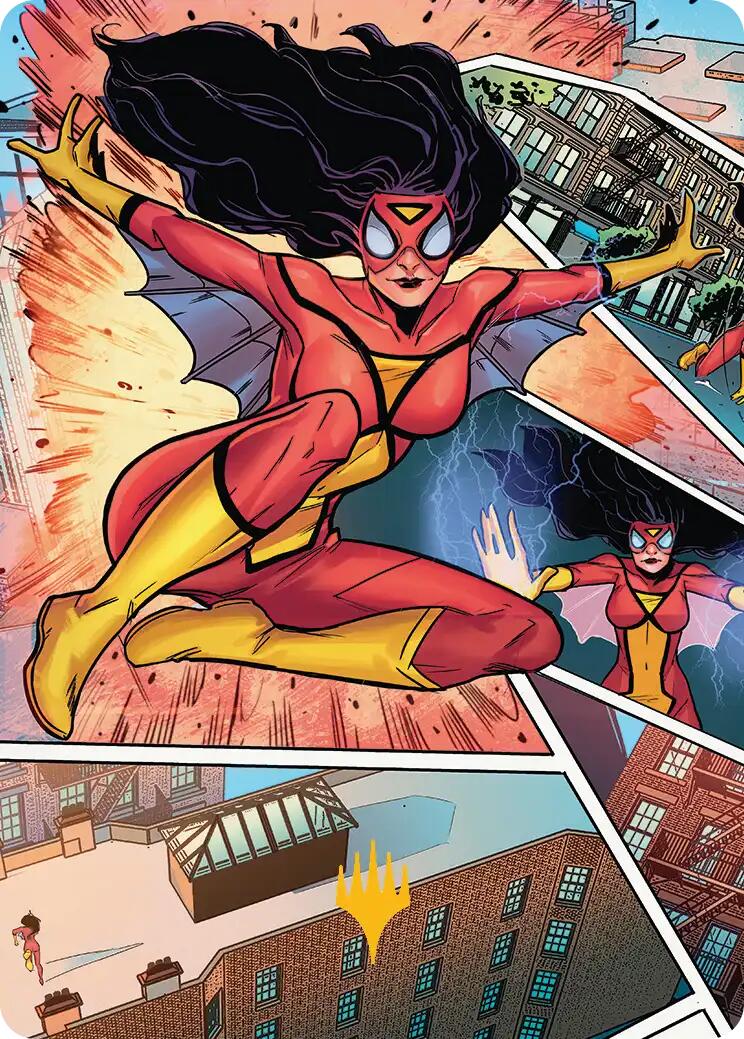 Spider-Woman, Stunning Savior Art Card (Gold-Stamped Planeswalker Symbol) [Marvel's Spider-Man Art Series] | Game Master's Emporium (The New GME)
