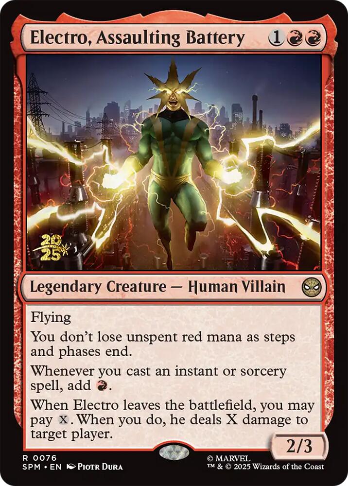 Electro, Assaulting Battery [Marvel's Spider-Man Prerelease Promos] | Game Master's Emporium (The New GME)