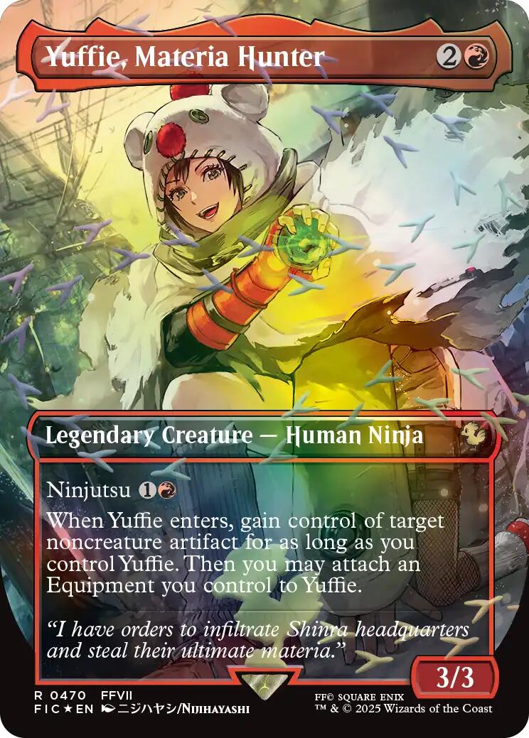 Yuffie, Materia Hunter (Borderless) (Chocobo Track Foil) [FINAL FANTASY Commander] | Game Master's Emporium (The New GME)