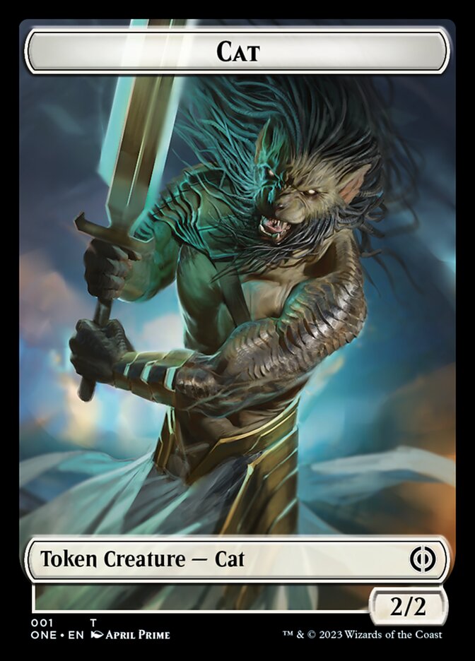 Rebel // Cat Double-Sided Token [Phyrexia: All Will Be One Tokens] | Game Master's Emporium (The New GME)