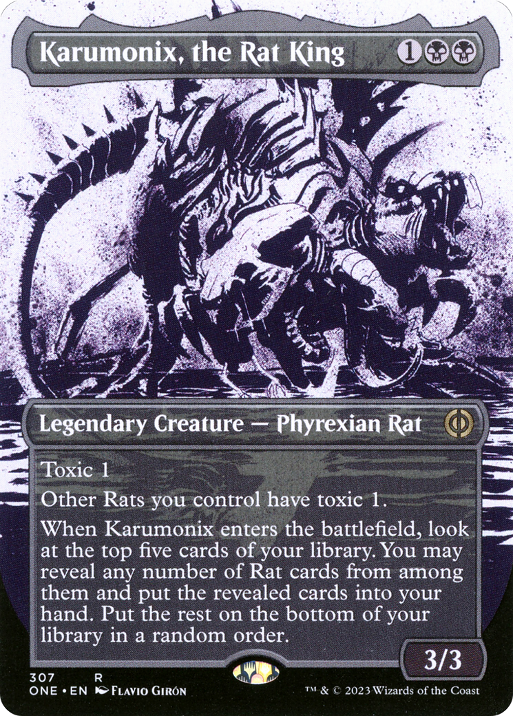 Karumonix, the Rat King (Borderless Ichor) [Phyrexia: All Will Be One] | Game Master's Emporium (The New GME)