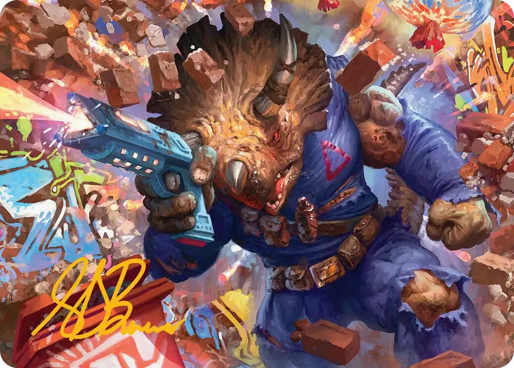 Zog, Triceraton Castaway Art Card (Gold-Stamped Signature) [Teenage Mutant Ninja Turtles Art Series] | Game Master's Emporium (The New GME)