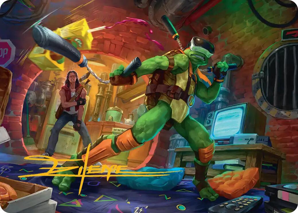 Michelangelo, Game Master Art Card (Gold-Stamped Signature) [Teenage Mutant Ninja Turtles Art Series] | Game Master's Emporium (The New GME)