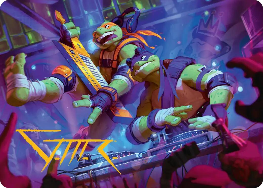 Mikey & Don, Party Planners Art Card (Gold-Stamped Signature) [Teenage Mutant Ninja Turtles Art Series] | Game Master's Emporium (The New GME)