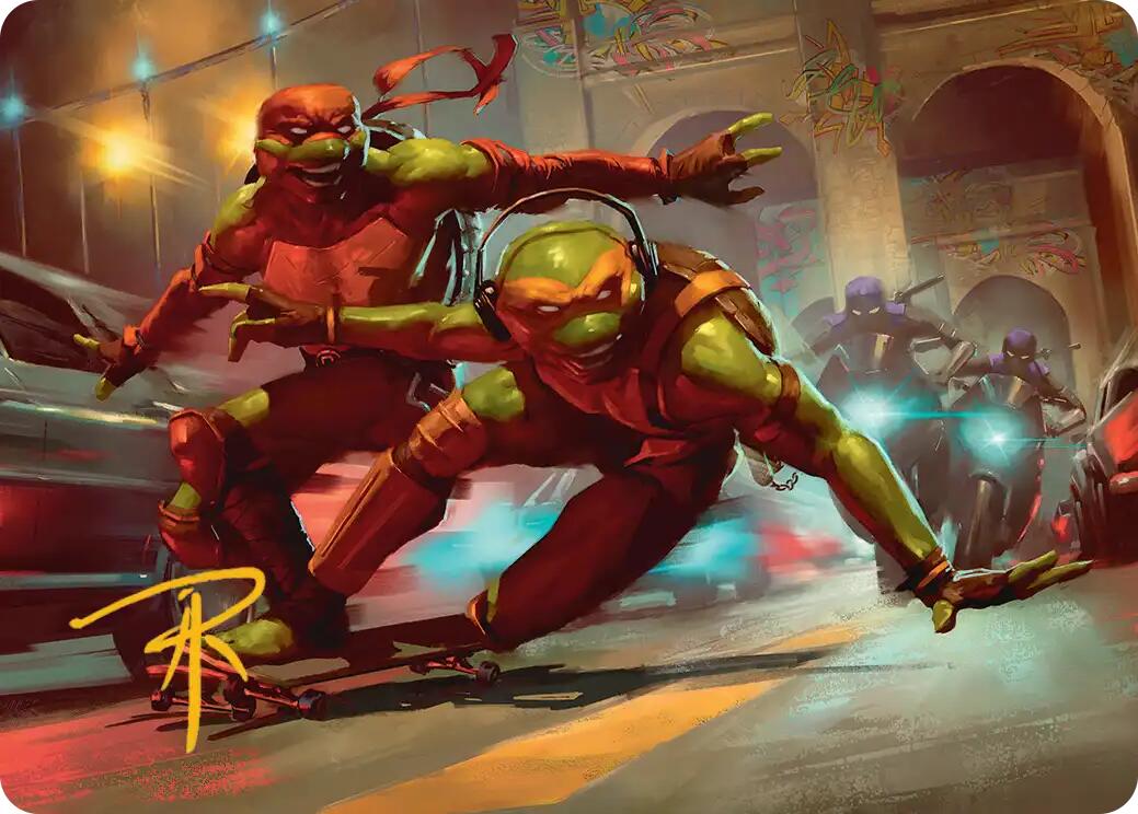 Raph & Mikey, Troublemakers Art Card (Gold-Stamped Signature) [Teenage Mutant Ninja Turtles Art Series] | Game Master's Emporium (The New GME)
