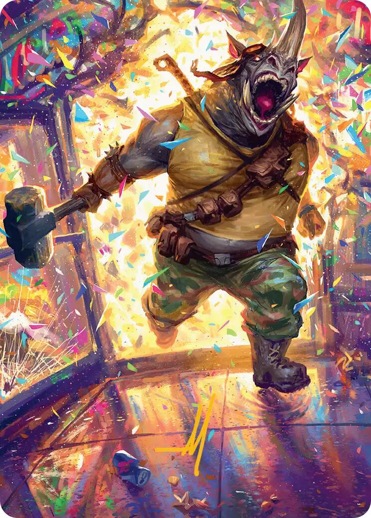 Rocksteady, Rowdy Rhino Art Card (Gold-Stamped Signature) [Teenage Mutant Ninja Turtles Art Series] | Game Master's Emporium (The New GME)