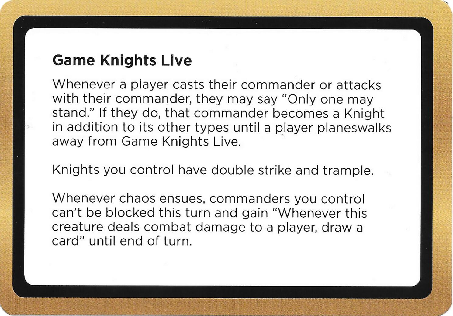 Game Knights Live (Black Lotus Unknown Planechase) [Oversize Cards] | Game Master's Emporium (The New GME)