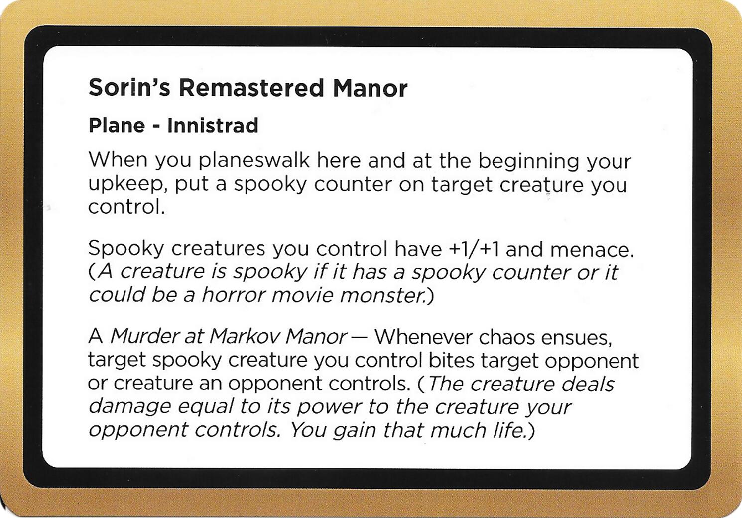 Sorin's Remastered Manor (Black Lotus Unknown Planechase) [Oversize Cards] | Game Master's Emporium (The New GME)