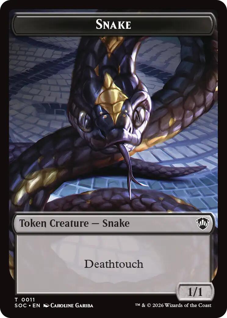 Snake // Zombie Double-Sided Token [Secrets of Strixhaven Commander Tokens] | Game Master's Emporium (The New GME)