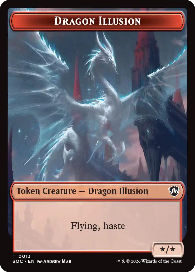 Dragon Illusion // Elemental (0002) Double-Sided Token [Secrets of Strixhaven Commander Tokens] | Game Master's Emporium (The New GME)