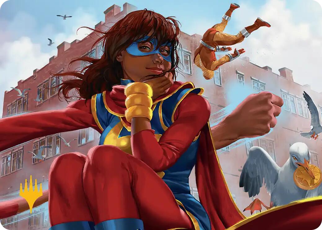 Ms. Marvel, Kamala Khan Art Card (Gold-Stamped Planeswalker Symbol) [Marvel Super Heroes Art Series] | Game Master's Emporium (The New GME)
