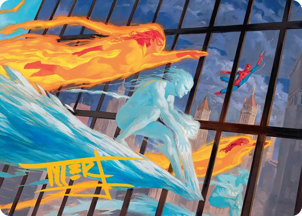 Iceman and Firestar Art Card (Gold-Stamped Signature) [Marvel Super Heroes Art Series] | Game Master's Emporium (The New GME)