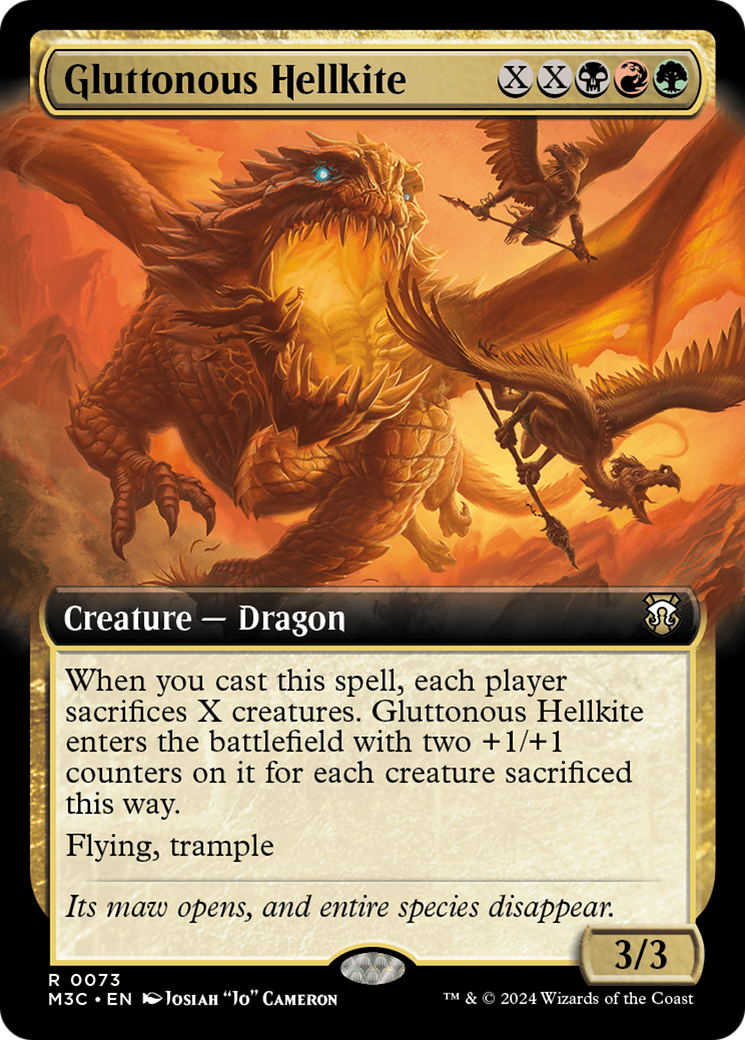 Gluttonous Hellkite (Extended Art) (Ripple Foil) [Modern Horizons 3 Commander] | Game Master's Emporium (The New GME)