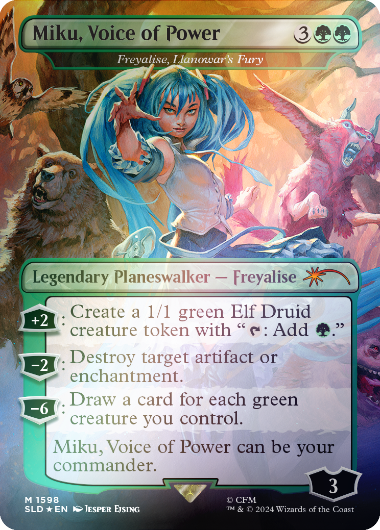 Miku, Voice of Power - Freyalise, Llanowar's Fury (Rainbow Foil) [Secret Lair Drop Series] | Game Master's Emporium (The New GME)