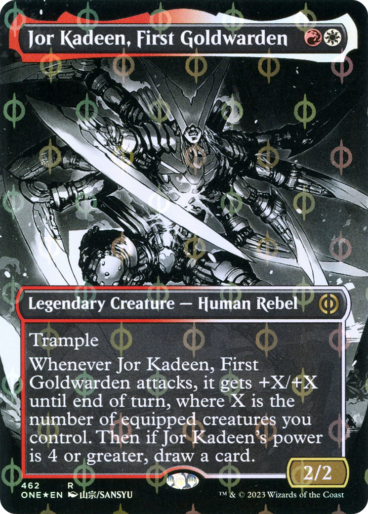 Jor Kadeen, First Goldwarden (Borderless Manga Step-and-Compleat Foil) [Phyrexia: All Will Be One] | Game Master's Emporium (The New GME)