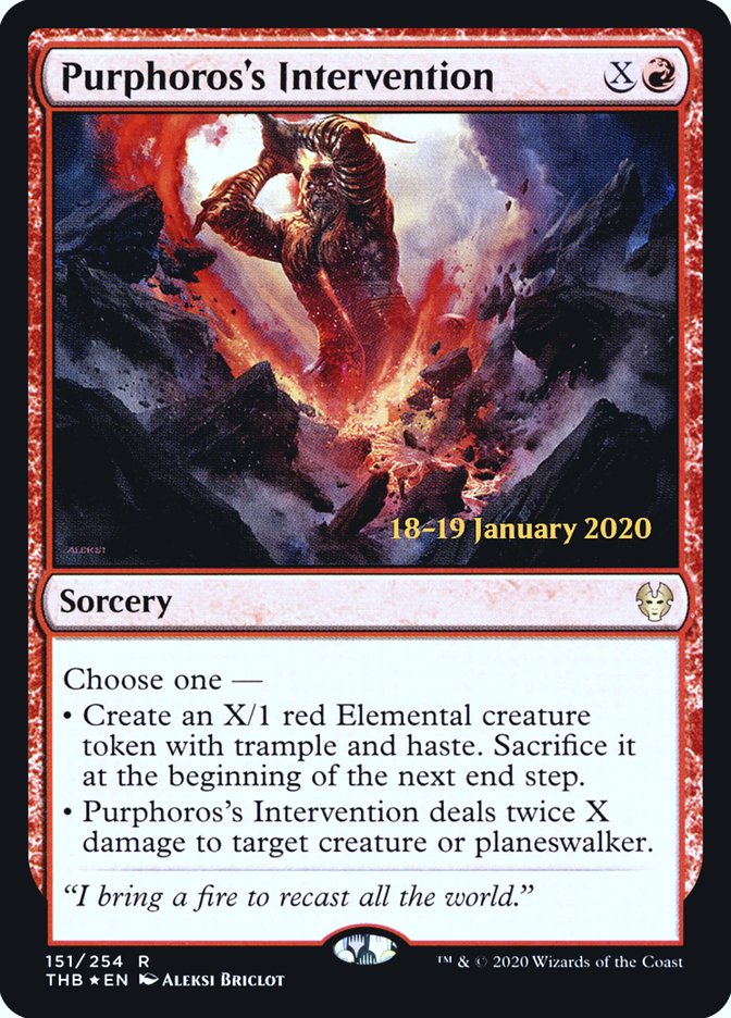 Purphoros's Intervention [Theros Beyond Death Prerelease Promos] | Game Master's Emporium (The New GME)