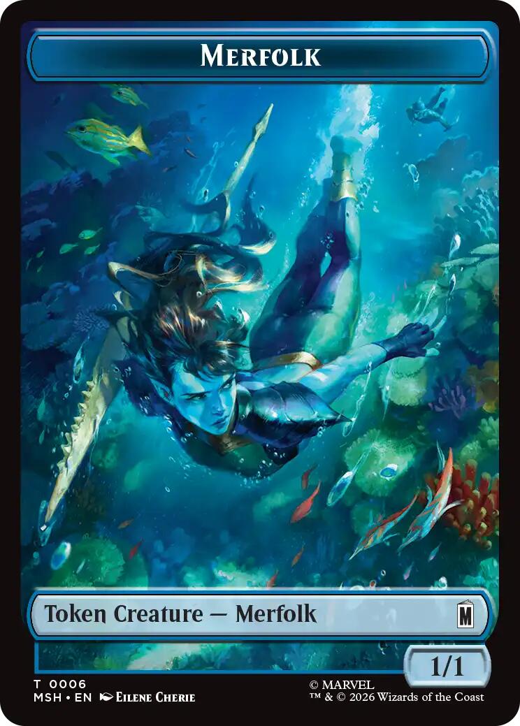 Merfolk // Doombot Double-Sided Token [Marvel Super Heroes Tokens] | Game Master's Emporium (The New GME)