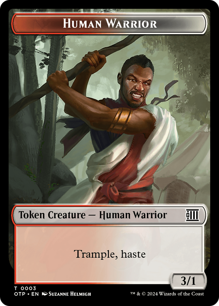 Treasure // Human Warrior Double-Sided Token [Outlaws of Thunder Junction Tokens] | Game Master's Emporium (The New GME)