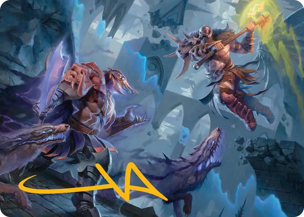 Garruk, Veiled Butcher // Garruk, Curse Breaker Art Card (Gold-Stamped Signature) [Reality Fracture Art Series] | Game Master's Emporium (The New GME)