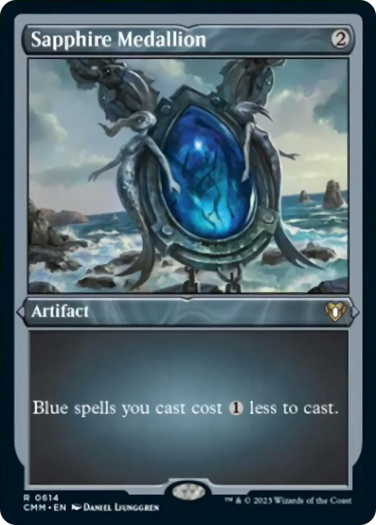 Sapphire Medallion (Foil Etched) [Commander Masters] | Game Master's Emporium (The New GME)