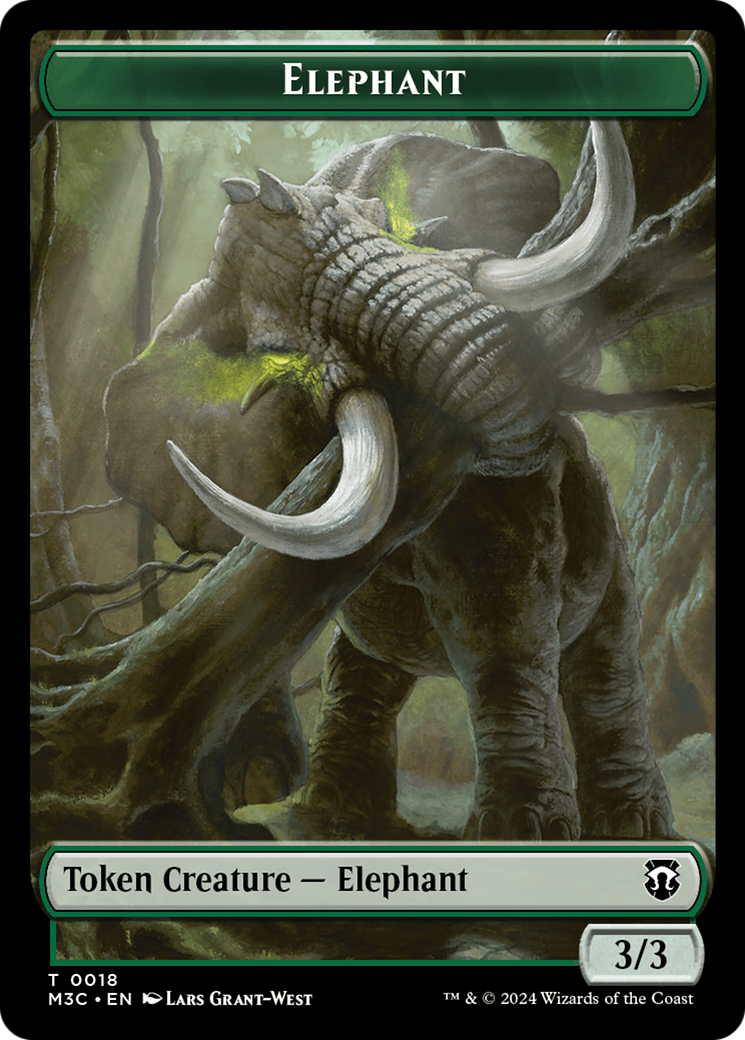 Zombie (Ripple Foil) // Elephant Double-Sided Token [Modern Horizons 3 Commander Tokens] | Game Master's Emporium (The New GME)