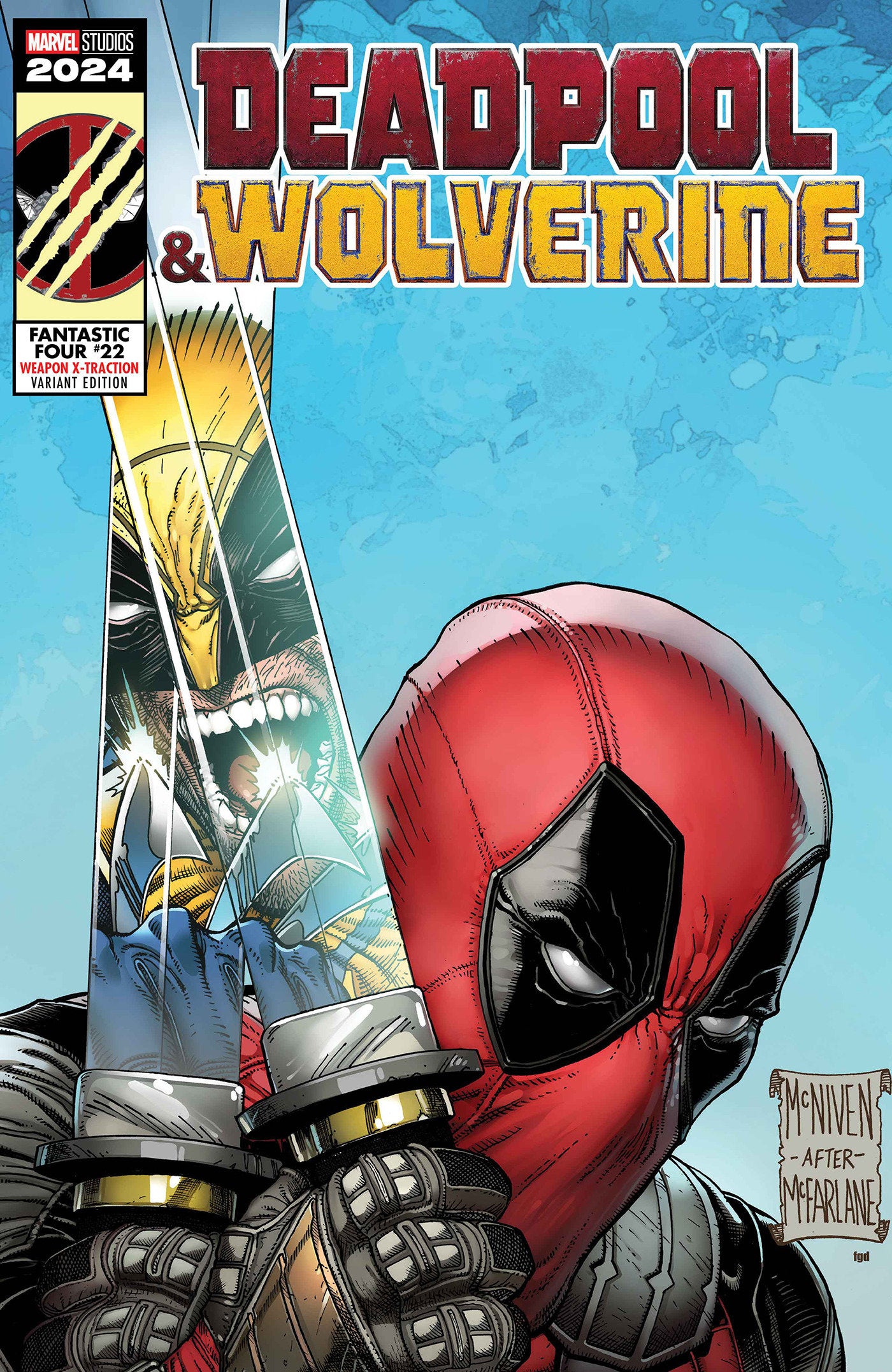 Fantastic Four #22 Steve Mcniven Deadpool & Wolverine Weapon X-Traction Variant [Bh, Dpwx] | Game Master's Emporium (The New GME)